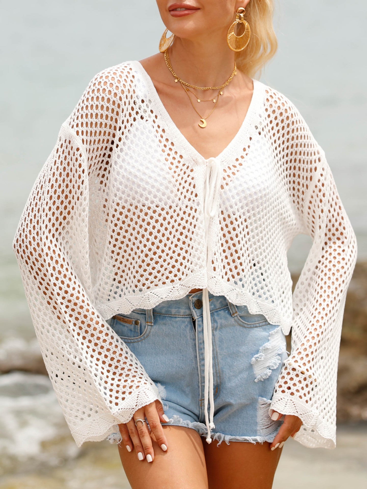 Women's Lace-up Cardigan