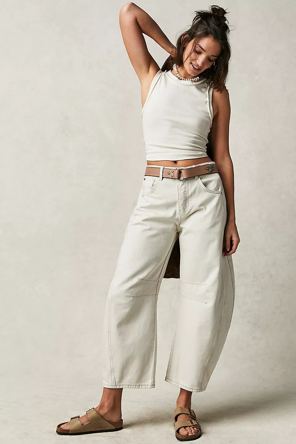 Women Casual Baggy Mid Waist Denim Jeans