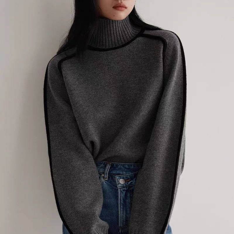 Autumn Half Turtleneck Sweater Fashion Knit Top Outerwear
