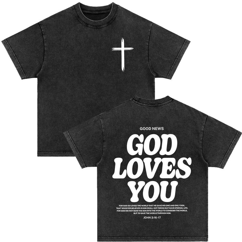 Retro Christ print Short-sleeved Shirt