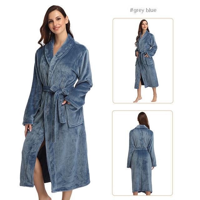 Flannel Couple Lapel Solid Print Nightgown