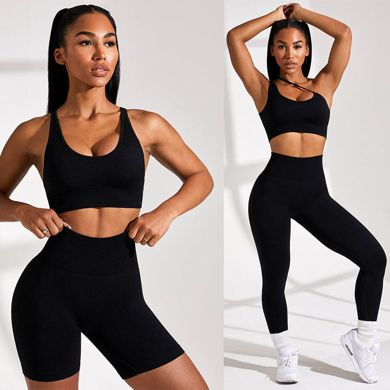 Seamless Solid Color Knitted High Elastic Sports Yoga Wear
