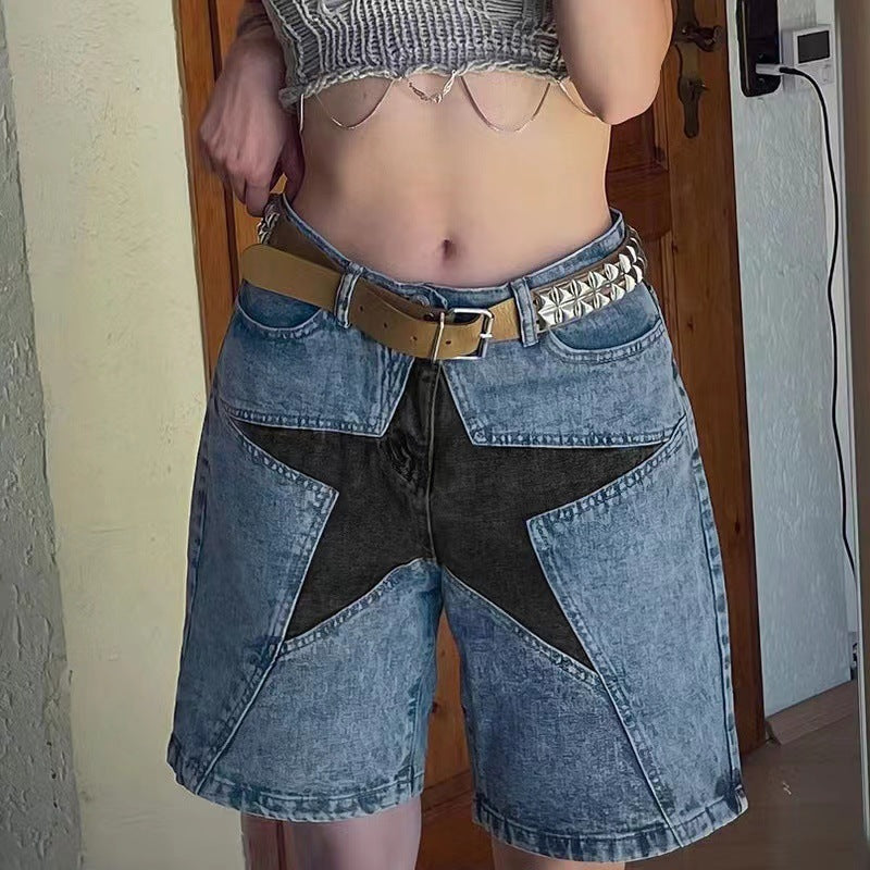 Five-pointed Star Patch Denim Pants