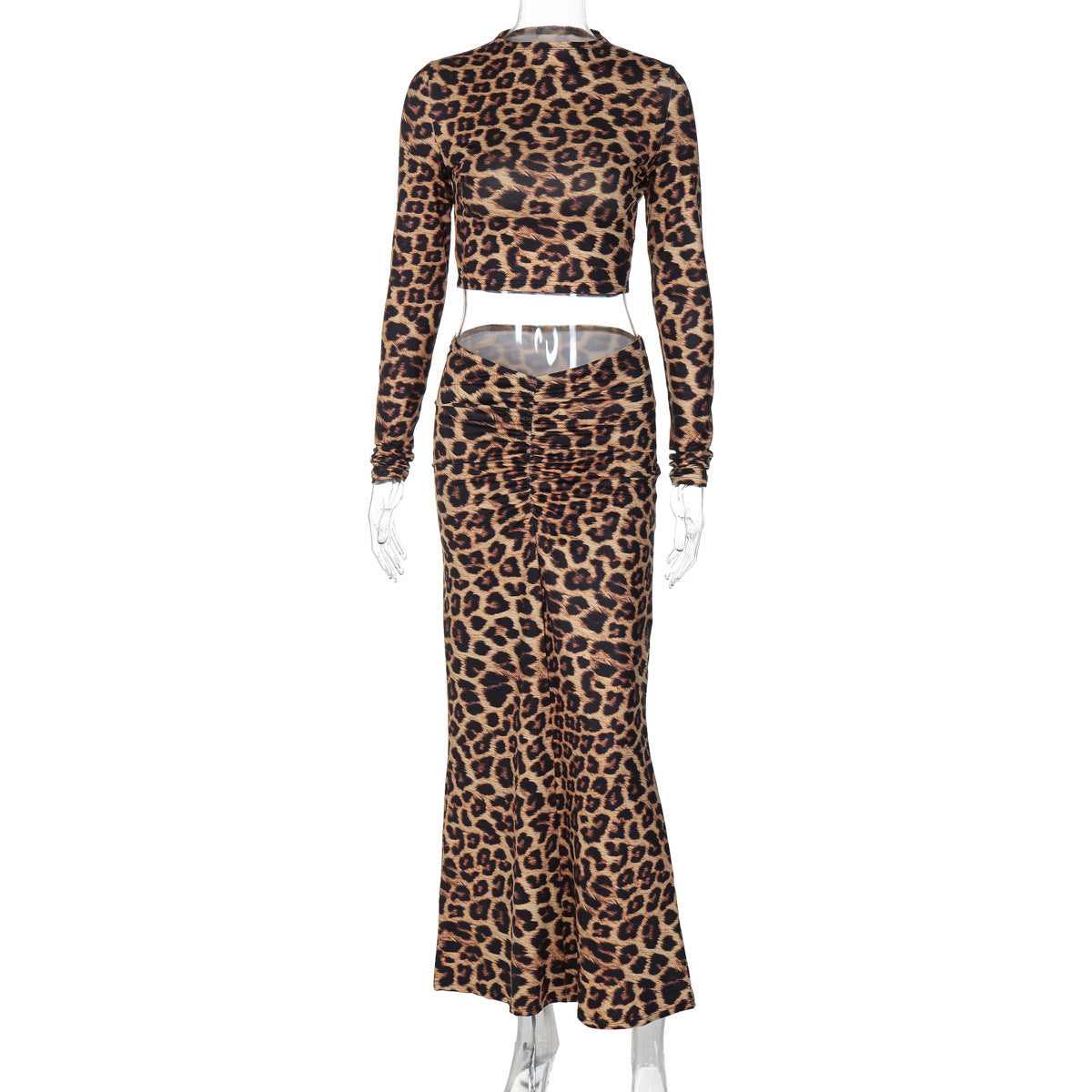 Leopard Print Elastic Pleating Skirt
