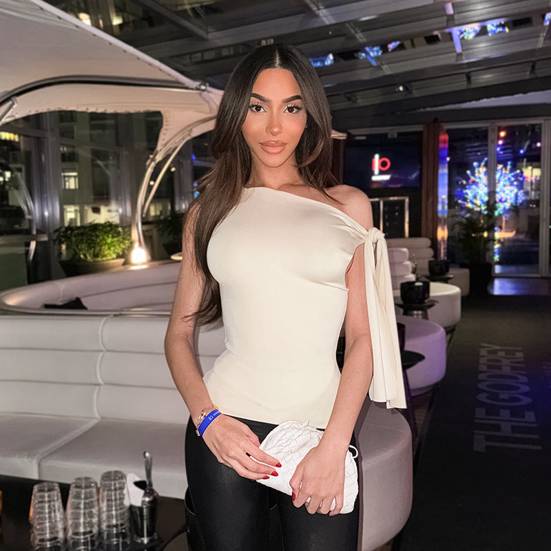 One-shoulder Versatile T-shirt For Women