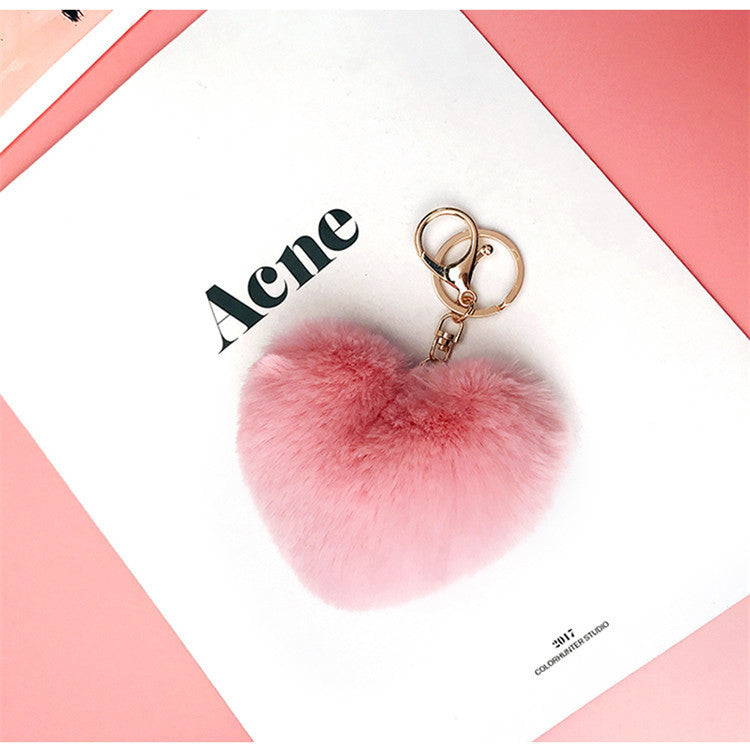Love Rabbit Fur Plush Pendant Keychain