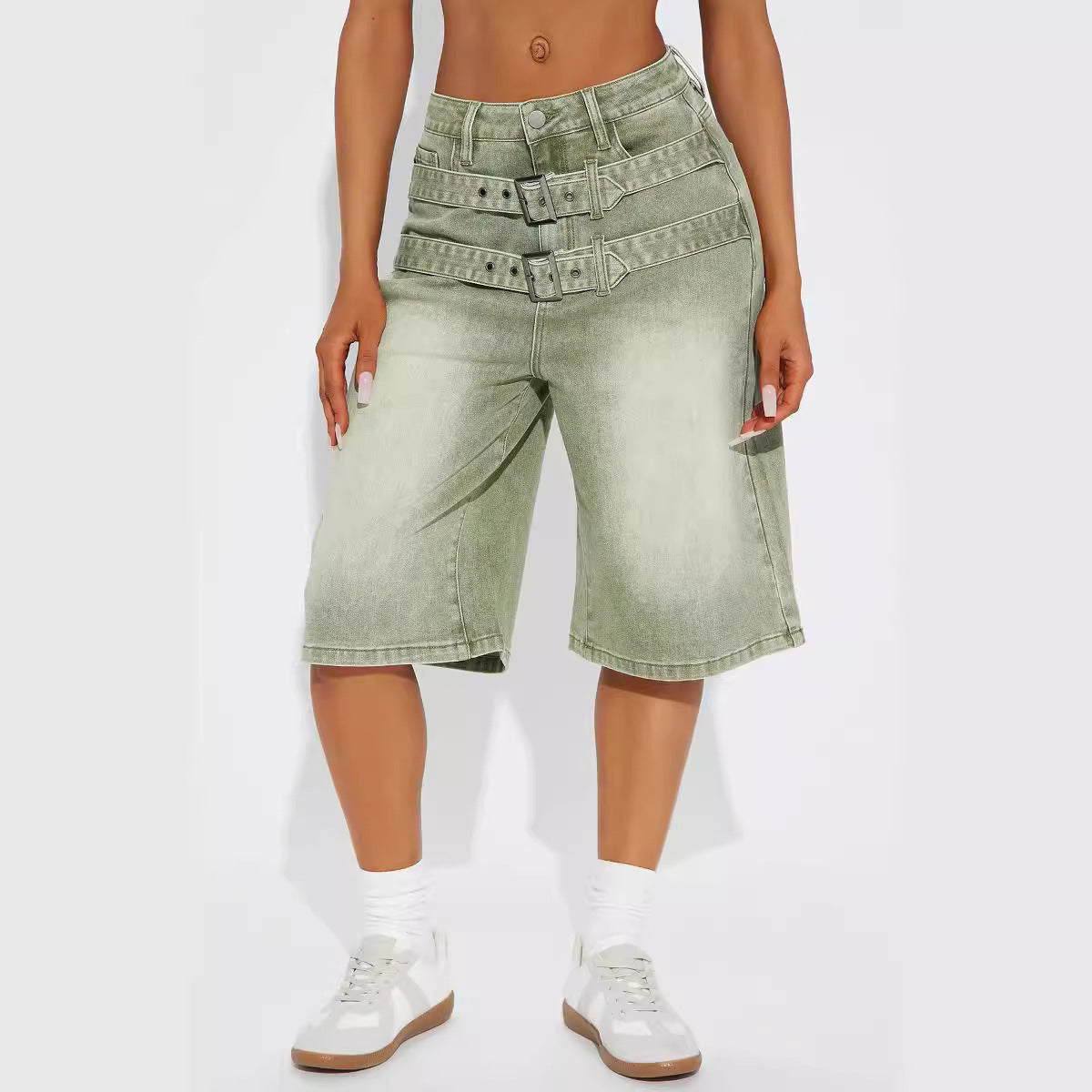 Buckle Washed Cropped Pants