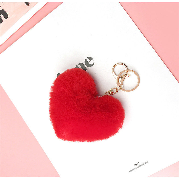 Love Rabbit Fur Plush Pendant Keychain
