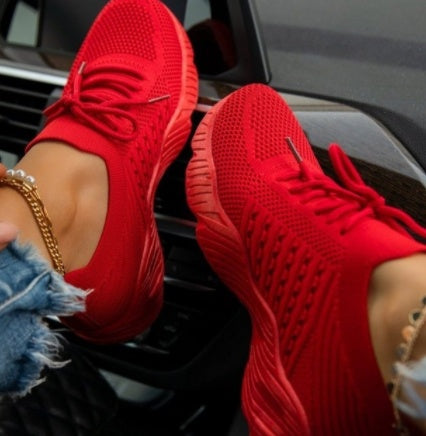 Platform Solid Color Lace-Up Shoes