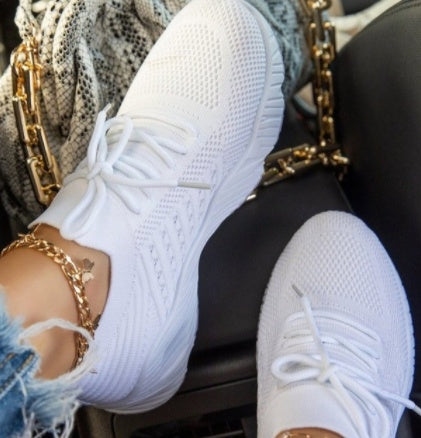 Platform Solid Color Lace-Up Shoes