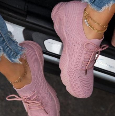 Platform Solid Color Lace-Up Shoes