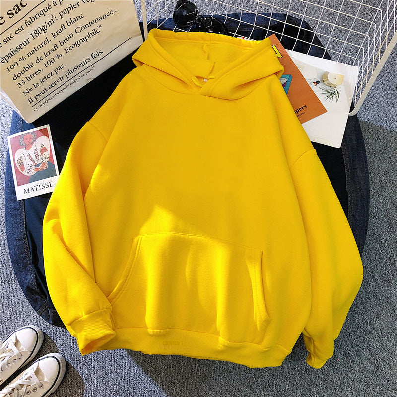 Girls Solid Color Hoodie Sweater