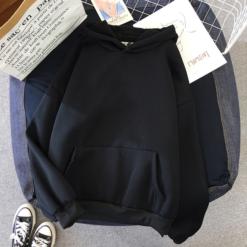 Girls Solid Color Hoodie Sweater