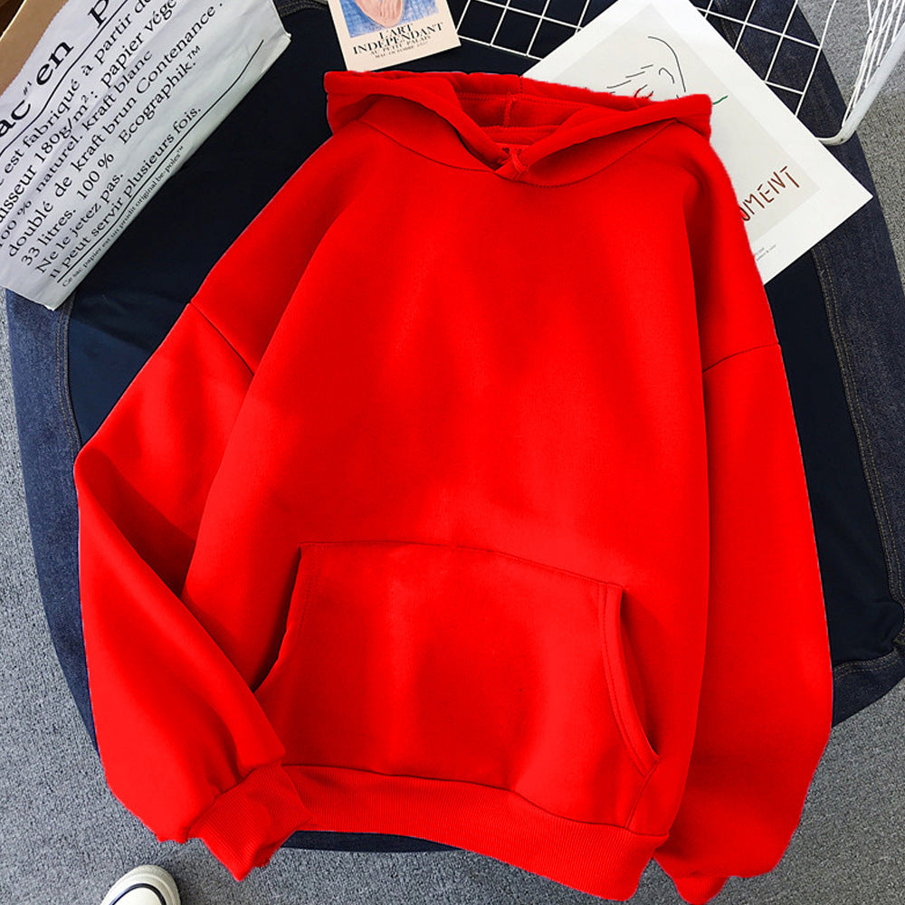 Girls Solid Color Hoodie Sweater