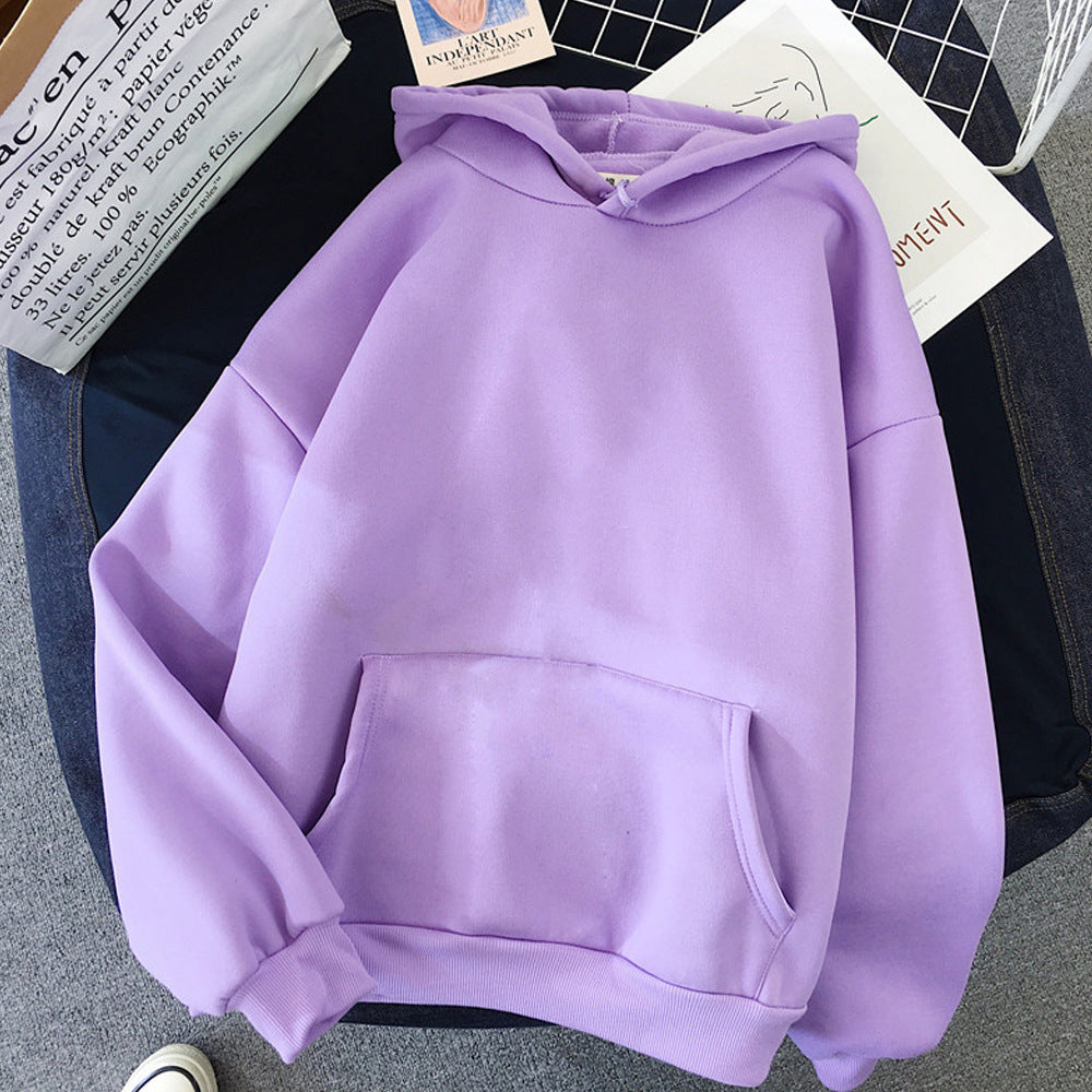Girls Solid Color Hoodie Sweater