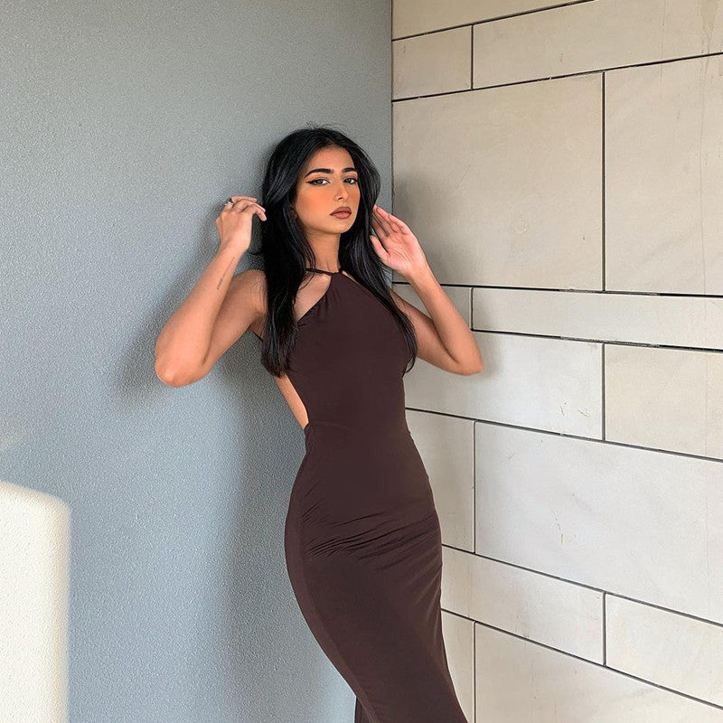 Sleeveless Halter neck Long Dress