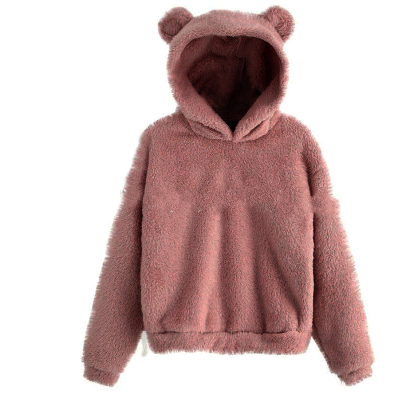 New Fluffy Rabbit Ears Hooded Warm Sweater Sweater