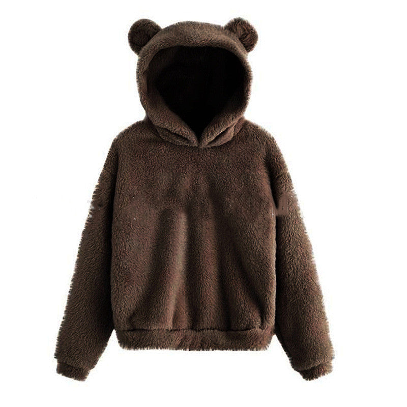 New Fluffy Rabbit Ears Hooded Warm Sweater Sweater