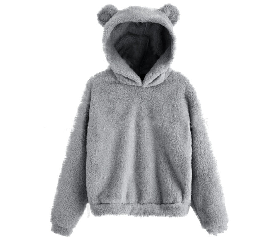 New Fluffy Rabbit Ears Hooded Warm Sweater Sweater