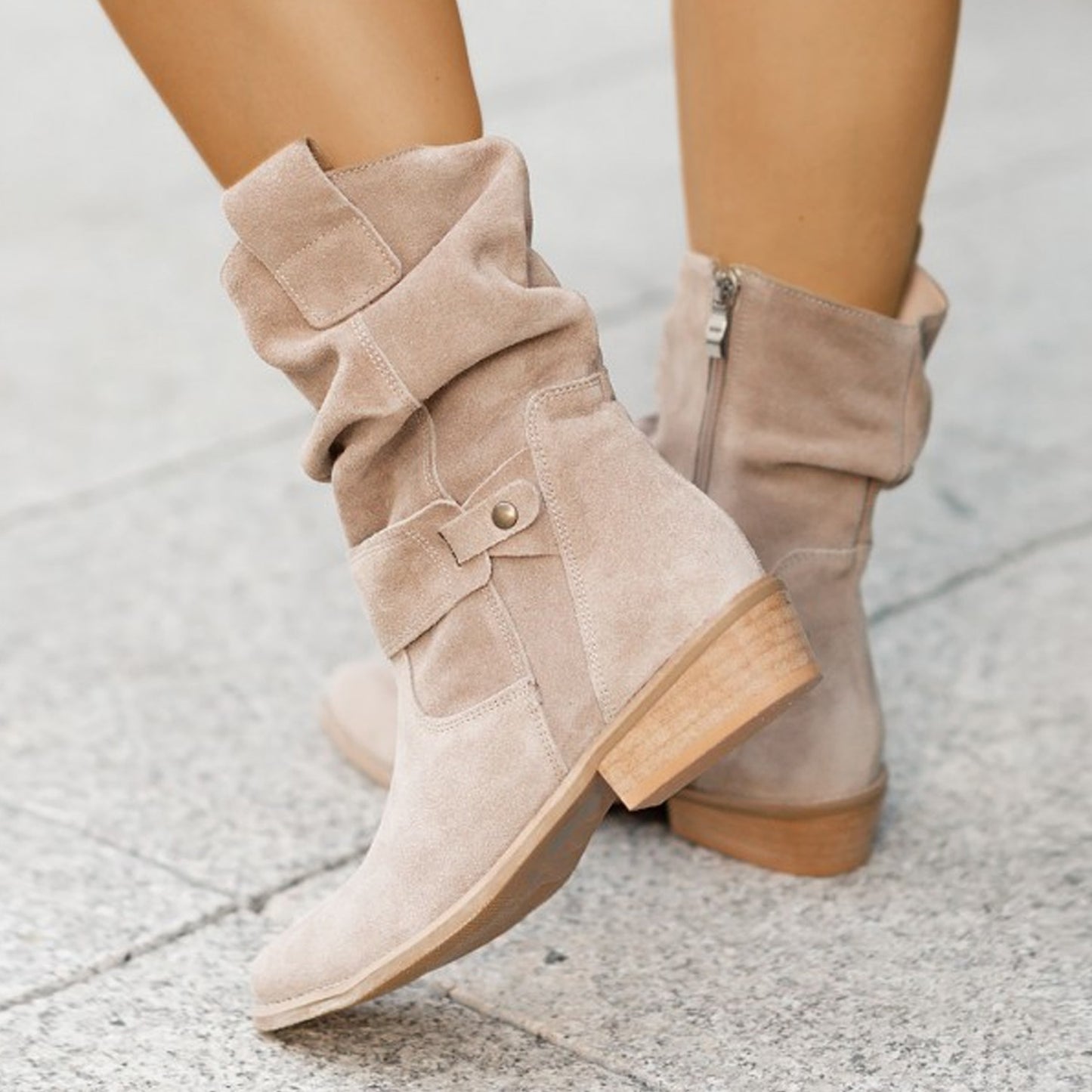 Women's Pointed Toe Suede Zipper Fashion Boots