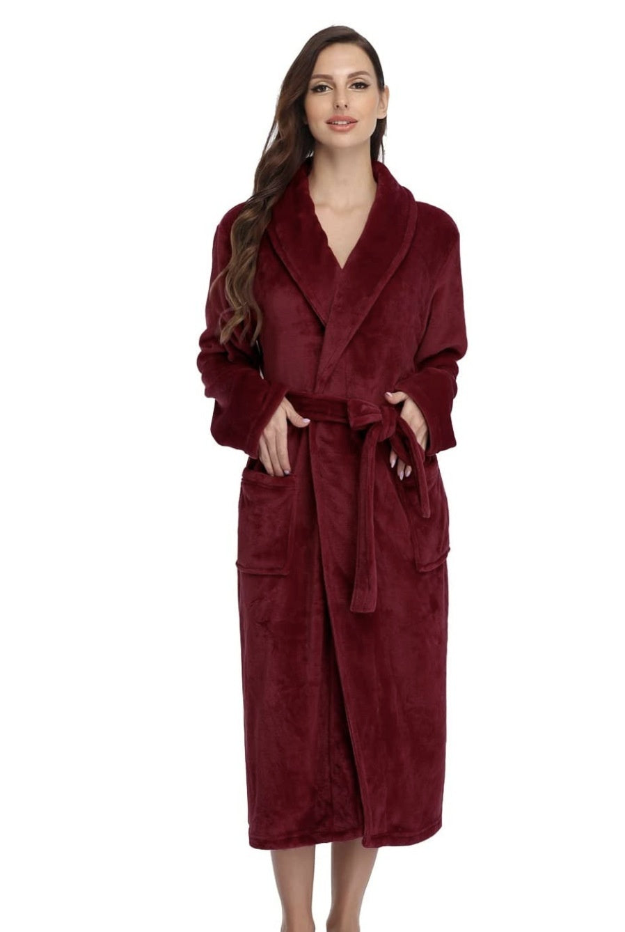 Flannel Couple Lapel Solid Print Nightgown
