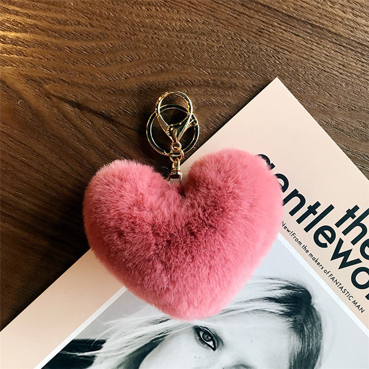 Love Rabbit Fur Plush Pendant Keychain