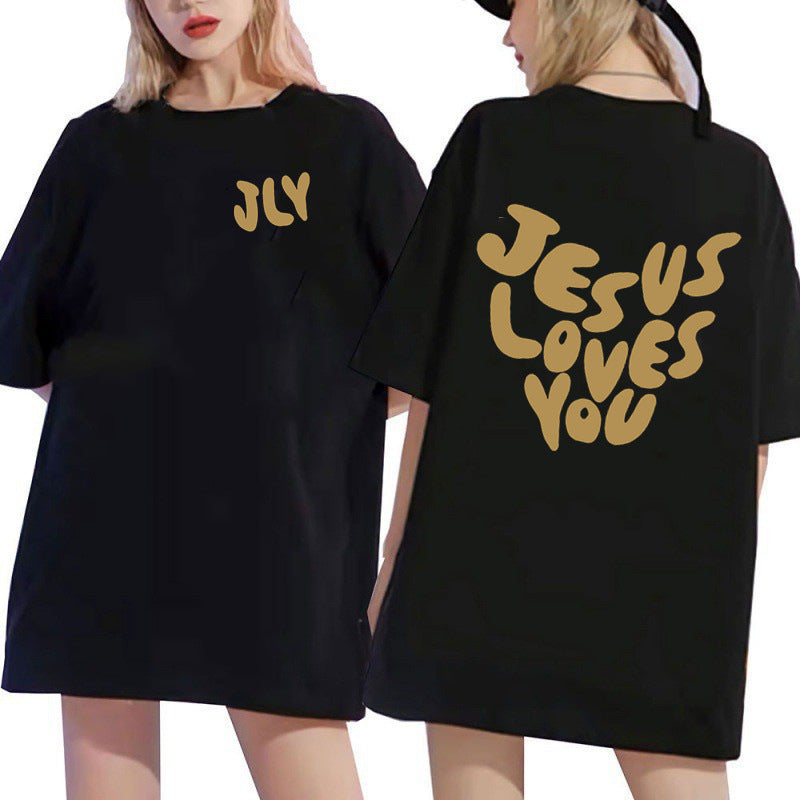 Letter Printing Personalized Design Short Sleeve Women