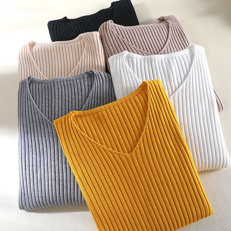 Knitted base sweater slim fit warm pullover top