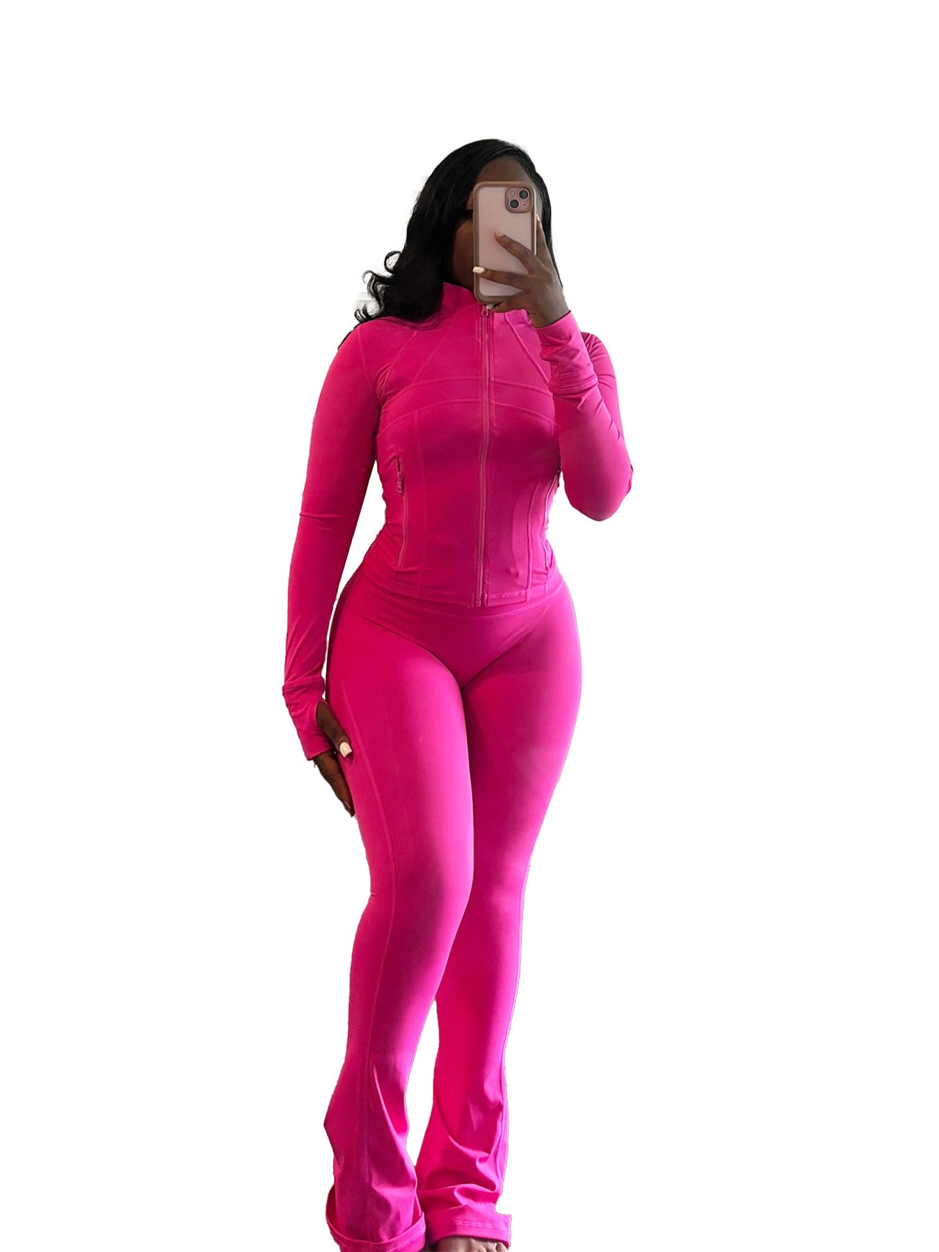 Women's Tight Long Sleeve Slightly Flared Two-piece Suit