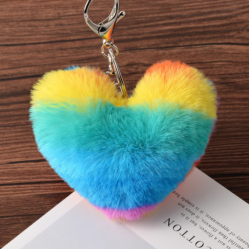 Love Rabbit Fur Plush Pendant Keychain