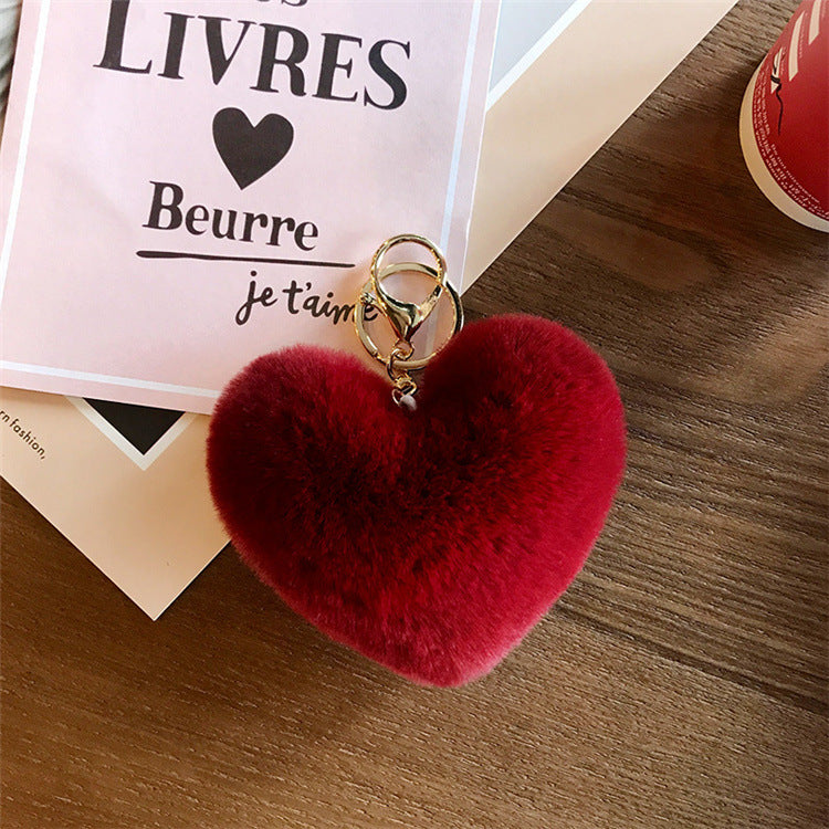 Love Rabbit Fur Plush Pendant Keychain
