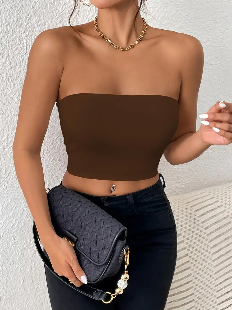 Sexy Navel Tube Top Strap Vest Outer Wear Tank-top