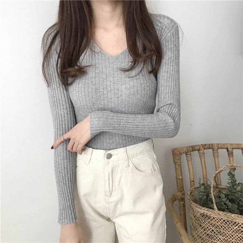 Knitted base sweater slim fit warm pullover top