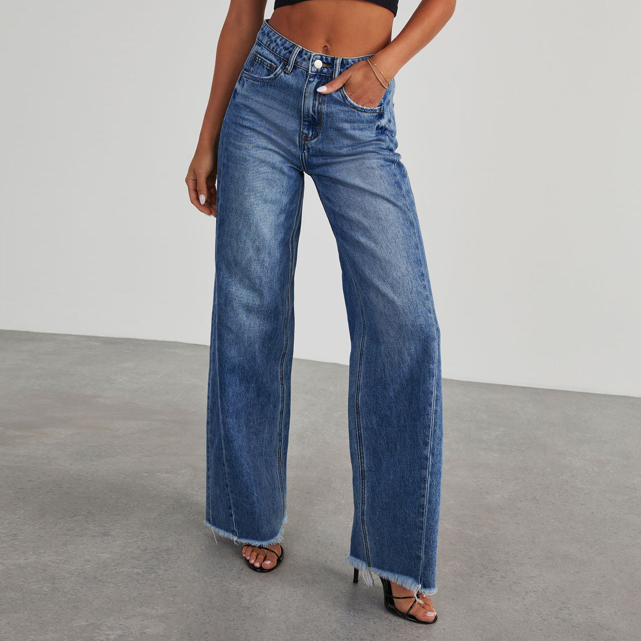 Womens Slim Fit Wide-leg Jeans