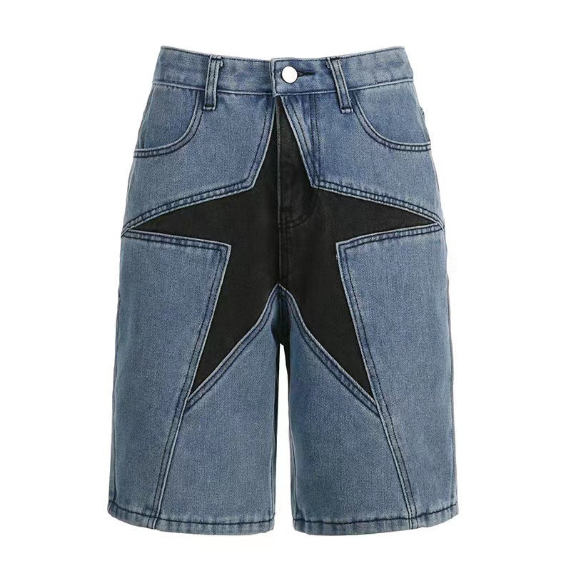 Five-pointed Star Patch Denim Pants