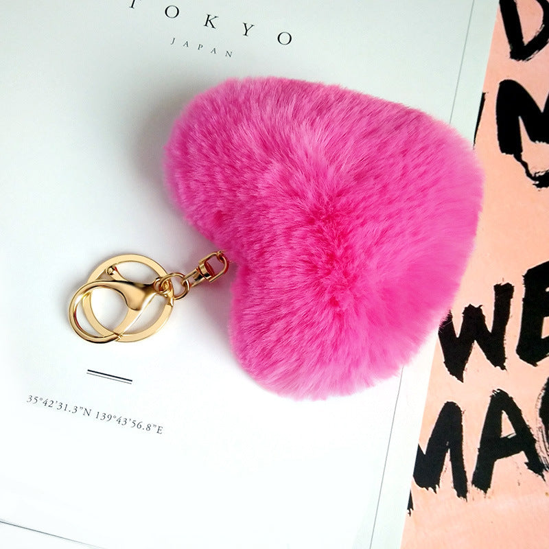 Love Rabbit Fur Plush Pendant Keychain