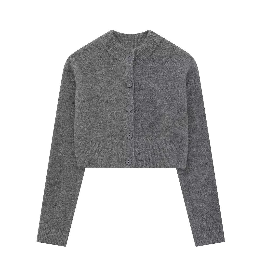 Women's Fashion Temperament Decorated Row Button Knitted Cardigan Coat Sweater