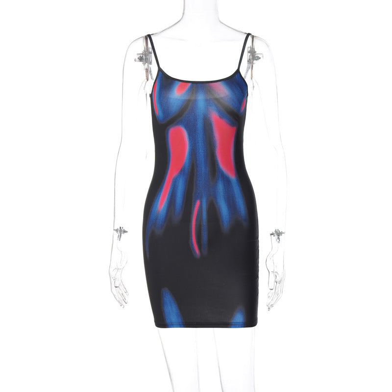 Aura Printing Slim Hip Dress