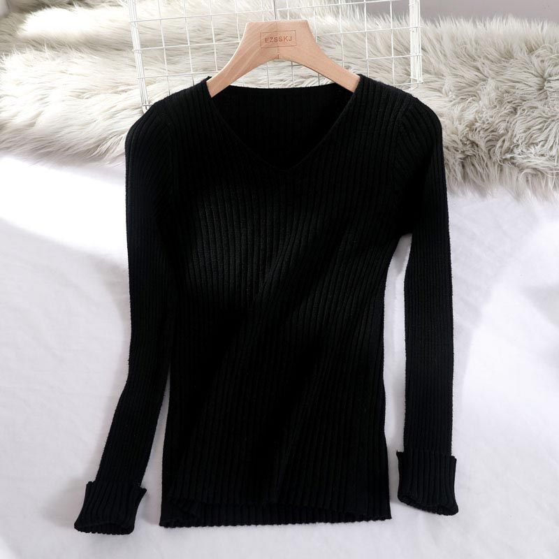 Knitted base sweater slim fit warm pullover top
