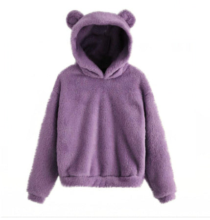 New Fluffy Rabbit Ears Hooded Warm Sweater Sweater