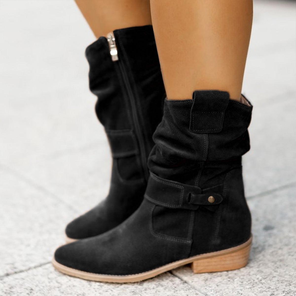 Women's Pointed Toe Suede Zipper Fashion Boots