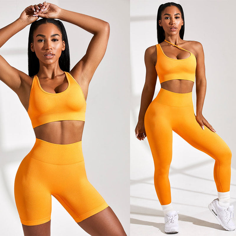 Seamless Solid Color Knitted High Elastic Sports Yoga Wear