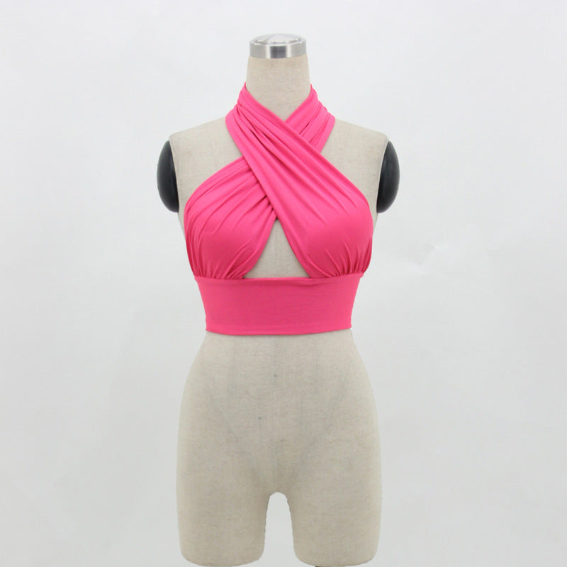 Women Halter Neck Backless Shirt