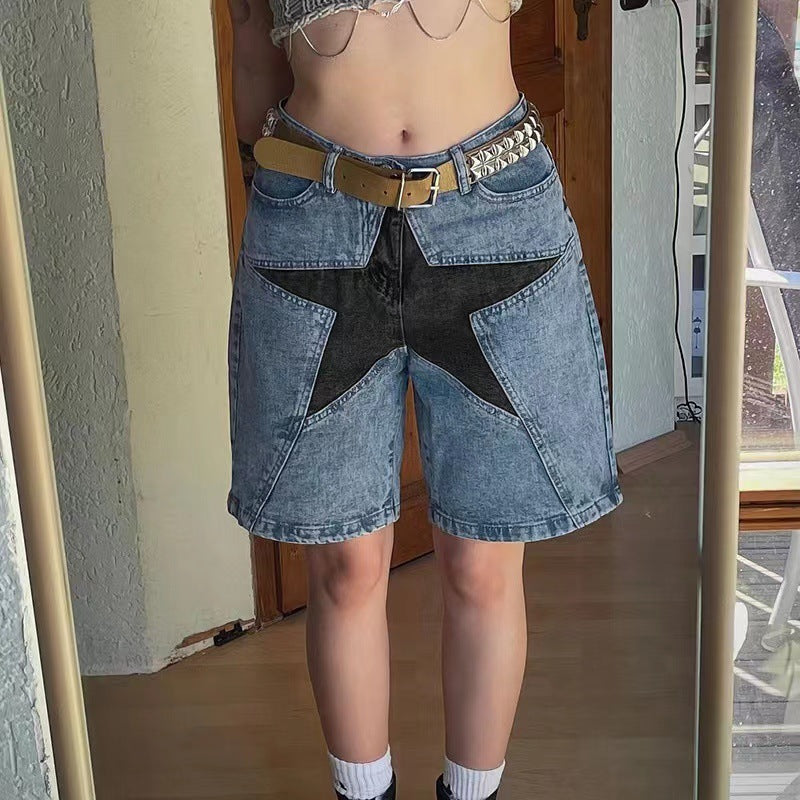Five-pointed Star Patch Denim Pants