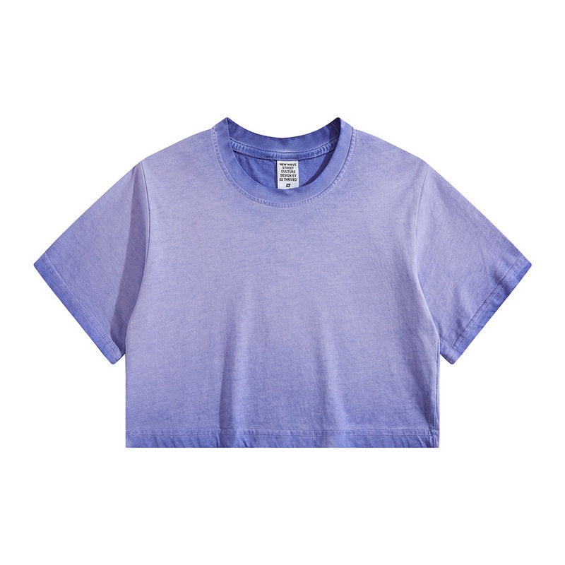 Distressed Colorful Frayed Cropped T-shirt
