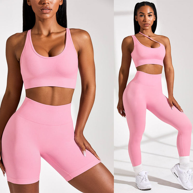 Seamless Solid Color Knitted High Elastic Sports Yoga Wear