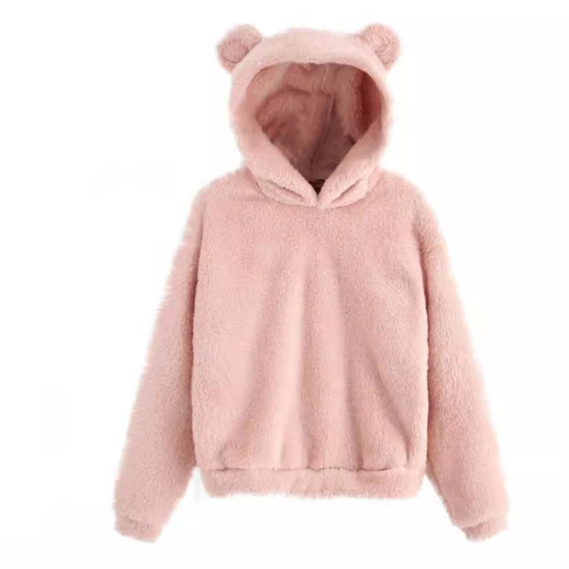 New Fluffy Rabbit Ears Hooded Warm Sweater Sweater