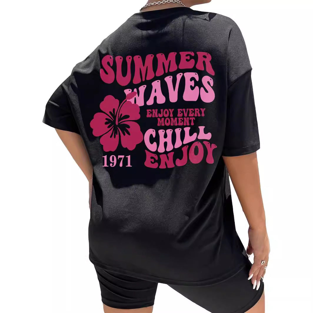 Trendy Loose Women's Short Sleeve
