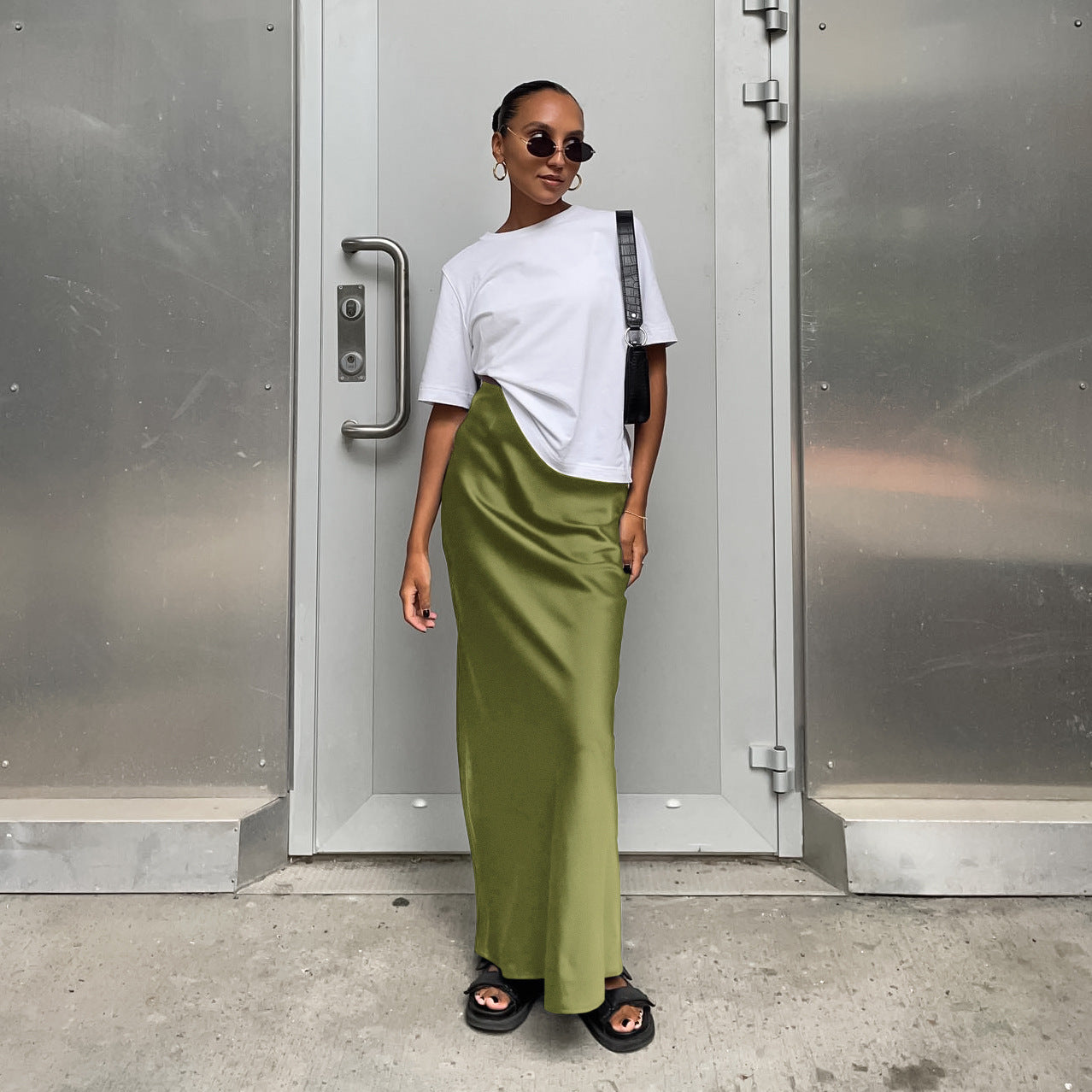 Women's Fashion Casual Satin Silk Skirt