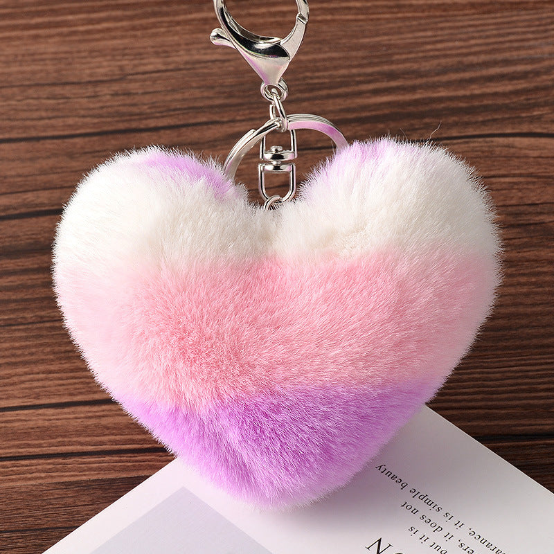 Love Rabbit Fur Plush Pendant Keychain